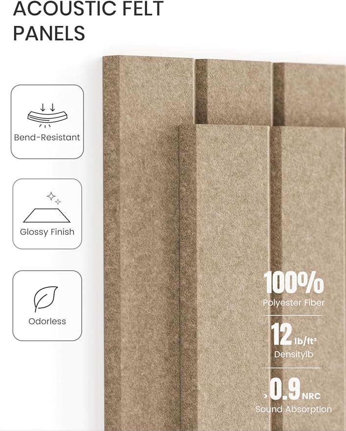 Large Felt Bulletin Board 36"x24" Cork Board Alternative - 6 Pack with 40 Safe Removable Adhesive Tabs, Cork Boards for Walls for Home Office Classroom Pin Board-Taupe