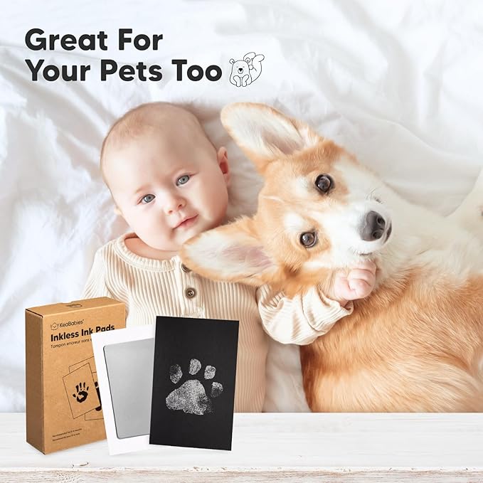 KeaBabies 4-Pack Inkless Hand and Footprint Kit and Baby Footprint Kit - Ink Pad for Baby Hand and Footprints, Baby Hand and Footprint Kit