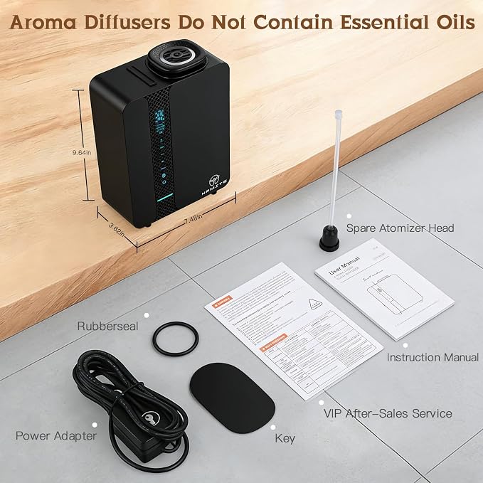 Waterless Diffuser Smart APP Control 2000 Sq.Ft Oil Level Monitoring | Diffusers for Home Smart LCD Touch, 200ML Essential Oil Diffuser for Large Room, Hotel, Office, Luxurious Metal