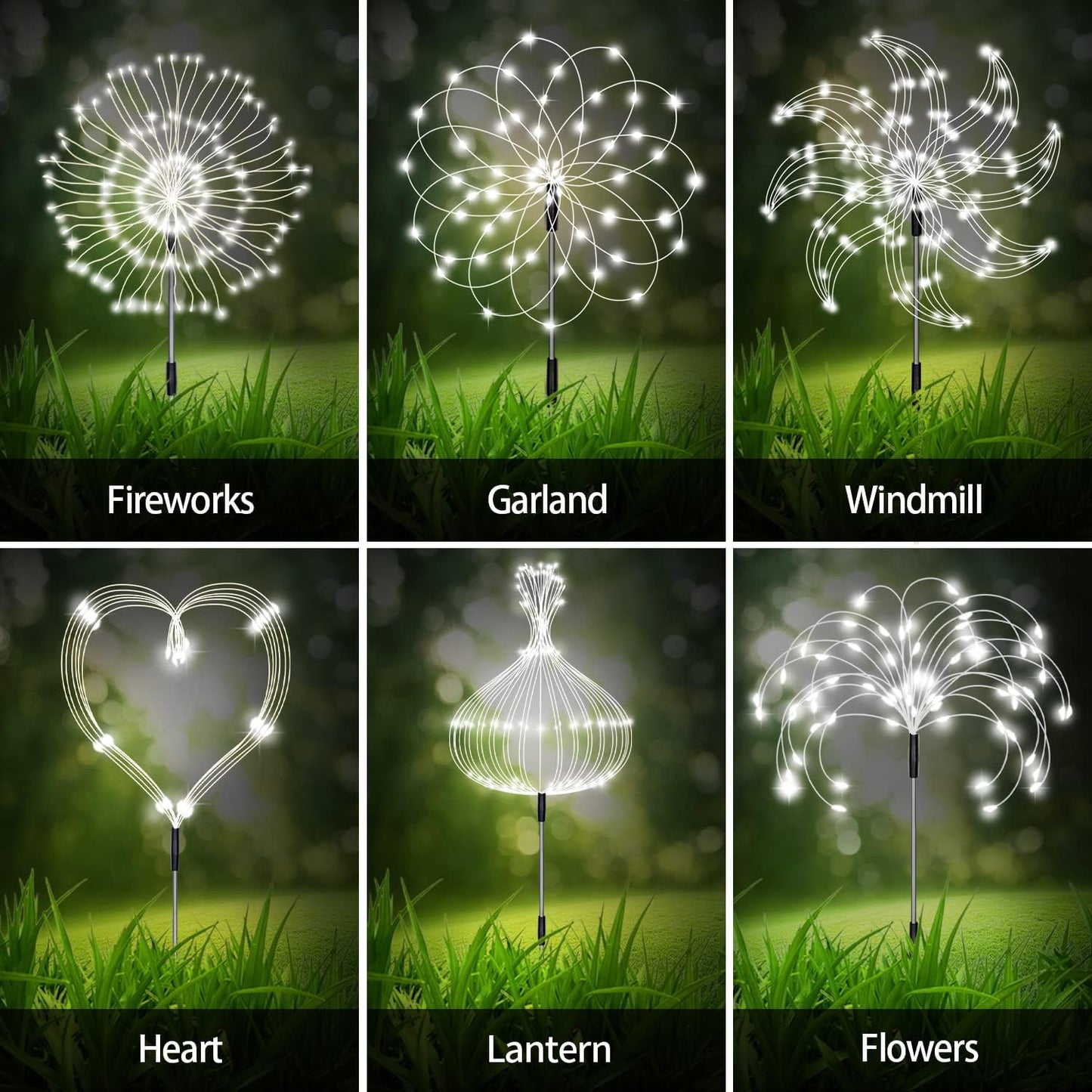 8 Pack Outdoor Solar Garden Lights, Firework Lights Solar Powered 8 Modes, Solar Landscape Lamp Outside Decor with Remote Control,120 LED Waterproof DIY String Lights for Yard Pathway Decoration