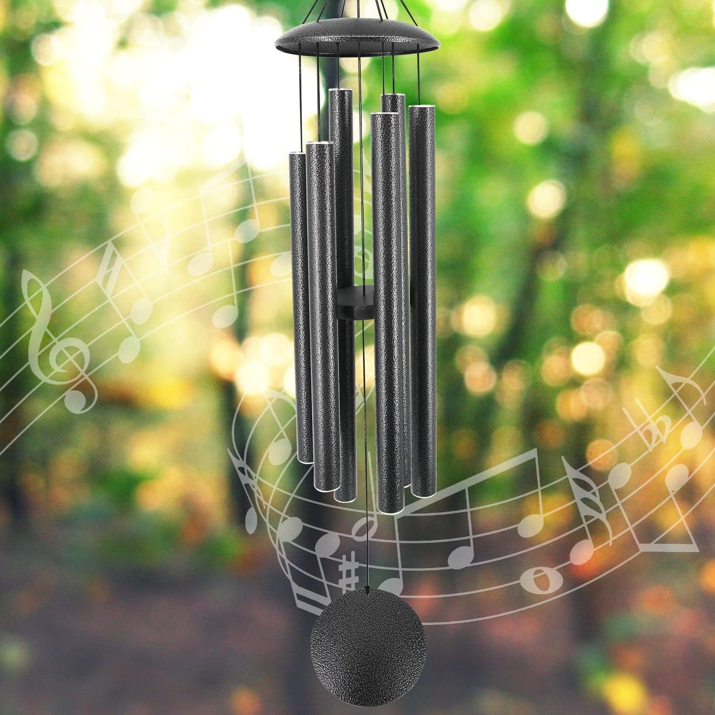 ASTARIN Wind Chimes Outdoor, 45-Inch Memorial Wind Chimes with 6 Heavy Tubes, Unique Outdoor Decor, Sympathy Gifts, Black Grey