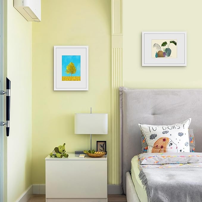 Picrit 9x12 Picture Frame Set of 12, Display 6x8 with Mat or 9x12 without Mat, Photo Frames for Wall Mounting or Table Top Display, White