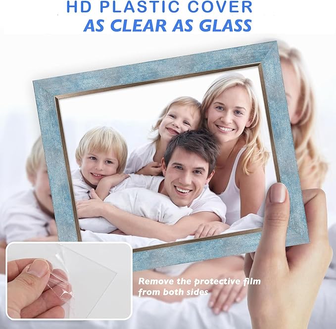 XUANLUO 4x6 Picture Frames Set of 4 Rustic Retro Photo Frame with HD Plastic Cover for Wall Mount and Tabletop Display Family Friends Wedding Gift