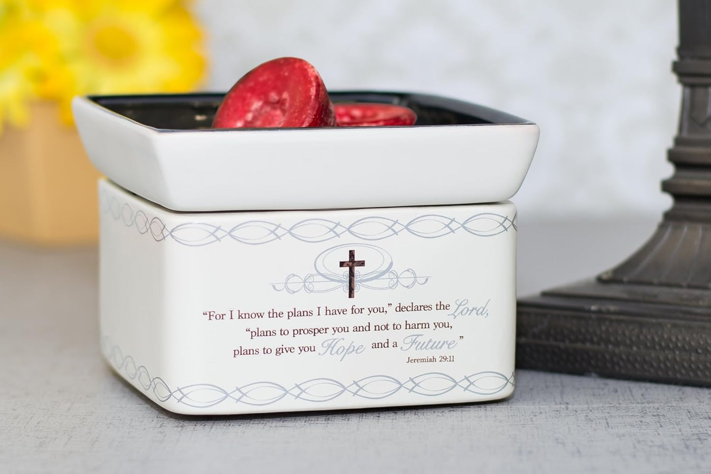 Elanze Designs for I Know The Plans I Have for You Ceramic Stone 2-in-1 Tart Wax Oil Candle Warmer