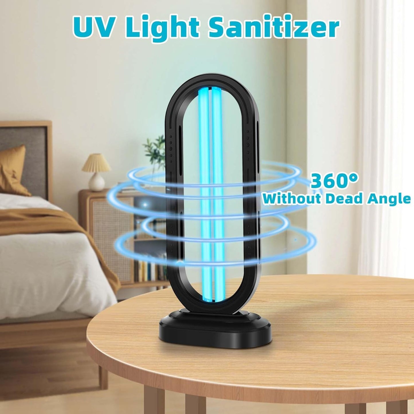 UV Light Sanitizer,UVC Home Disinfection Device 4-Speed Timing and Remote Control,UVO Light for Dust Mites,UV Lamp for Whole Room