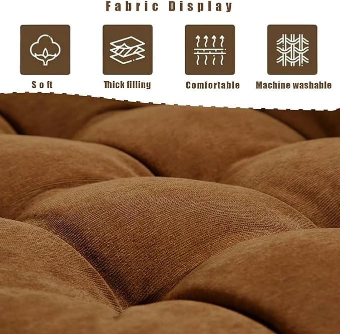 18x18in Floor Pillows Set Square Chair Cushion Pad for Sitting Tufted Corduroy Seat Cushions for Living Room Balconies Office Grass Green
