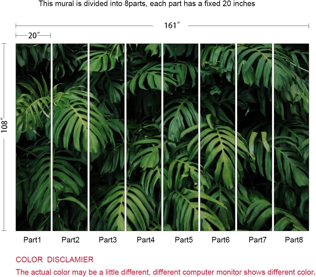 Tropical Monstera Wallpaper Banana Leaf Wall Mural Wallpaper for Living Room Bedroom TV Background Wall Covering(Not Peel n' Stick)