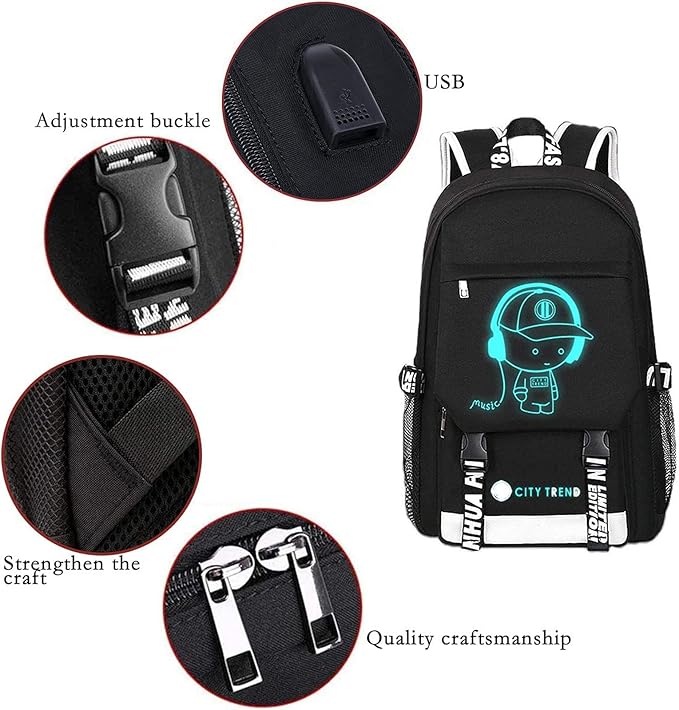 Asge Large Teens School Backpacks Waterproof Nylon Football Printing for 8-15 Years Boys & Girls