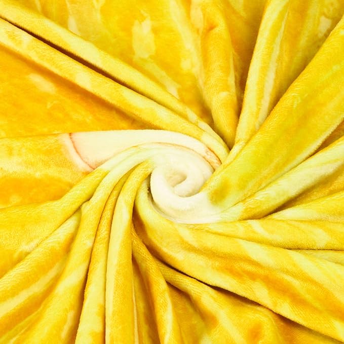 Vessia Food Throw Blanket(60inches, Yellow), Realistic Funny Lemon Blanket for Adults and Kids, 300GSM Novelty Round Fruits Printed Throw for Couch, Sofa, Bed, Fun Home Decor for All Seasons