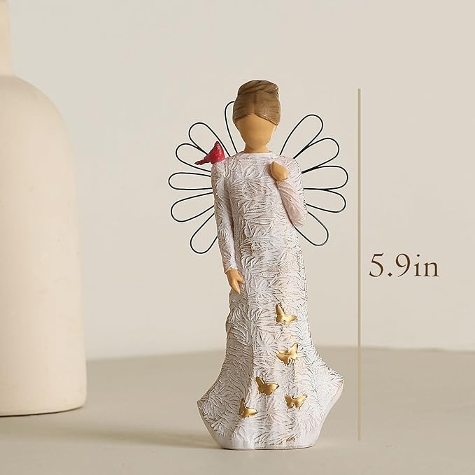 NAN ZAI NAN FANG Sympathy Angel Figurines for Loss of Loved Ones Angel Statues Home Decor Serenity Prayer Gifts for Women Resin Sculpted Hand-Painted Figure Bereavement Gift Praying Hands Statue