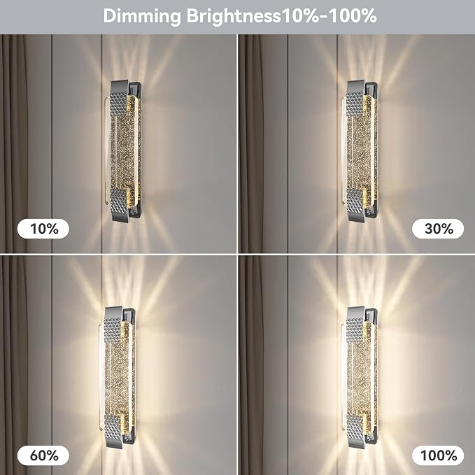 camuucci Battery Operated Wall Sconce, Rechargeable Silver Light 1 Pack | Wireless Wall Lamp with 12000mAh Battery，Not Hardwired Wall Fixture for Bedroom Living Room - 14.5 Inches
