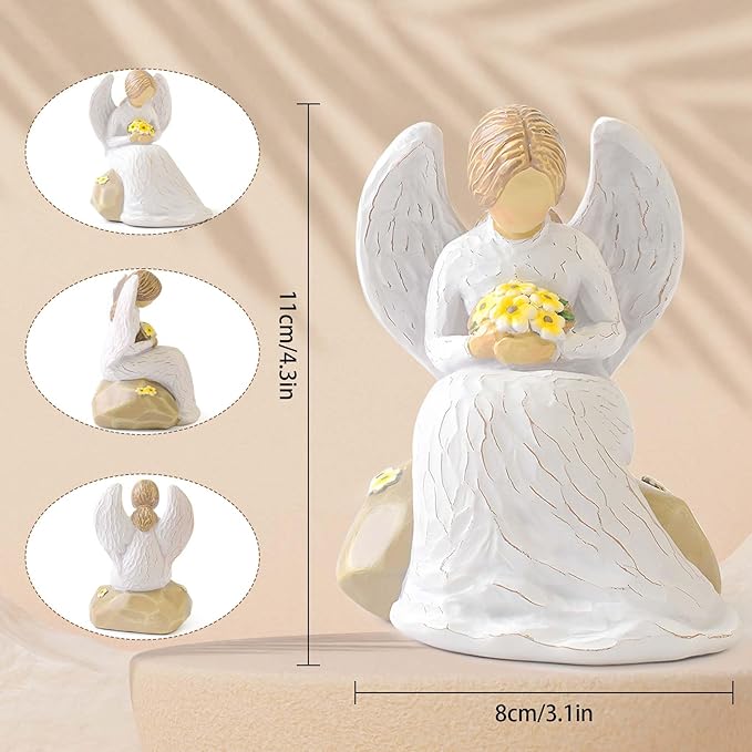 Guardian Angel Statues and Figurines, Praying Angel Figurines for Women, Resin Angeles Decorativos Hand-Painted Collectible Sculpture, Ornaments Mom Birthday Gifts