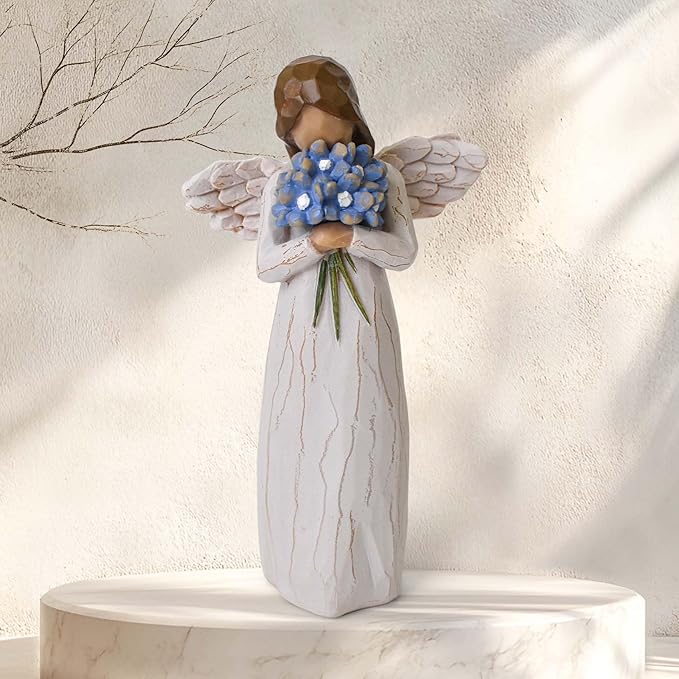 Forget Me Not Guardian Angel Figurines, Sympathy Gifts for Loss of Loved One, Miscarriage Gifts for Mothers, Sculpted Hand-Painted Statue for Home Decor Ornament