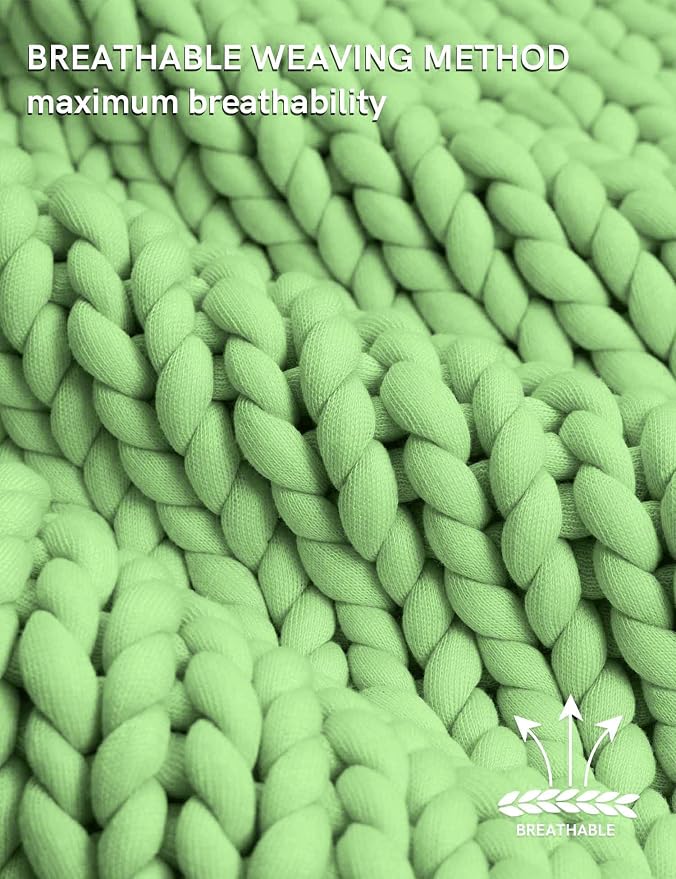 YnM Chunky Throw Blanket, Medium-Weight, Hand Knitted, Skin Friendly, Ventilated and Breathable, Machine Washable, Home Décor Piece for Couch, Sofa and Bed (Avocado Green, 50x70 Inch)