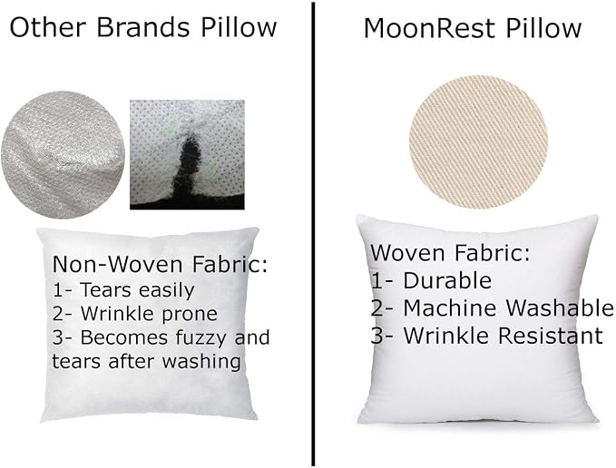 MoonRest Round Pillow Insert Hypoallergenic Polyester Form Stuffer-%100 Cotton Blend Covering for Sofa Sham, Decorative Pillow, Cushion and Bed - 10 Inch Diameter