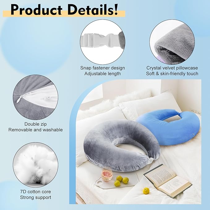 vamorry Gaming Pillow Arm Support Pillow for Bed & Sofa: Ergonomic U-Shaped Lap Pillow with Elbow Rest for Adults & Kids - Reduces Arm Pain & Fatigue During Gaming, Reading, Working & Crocheting