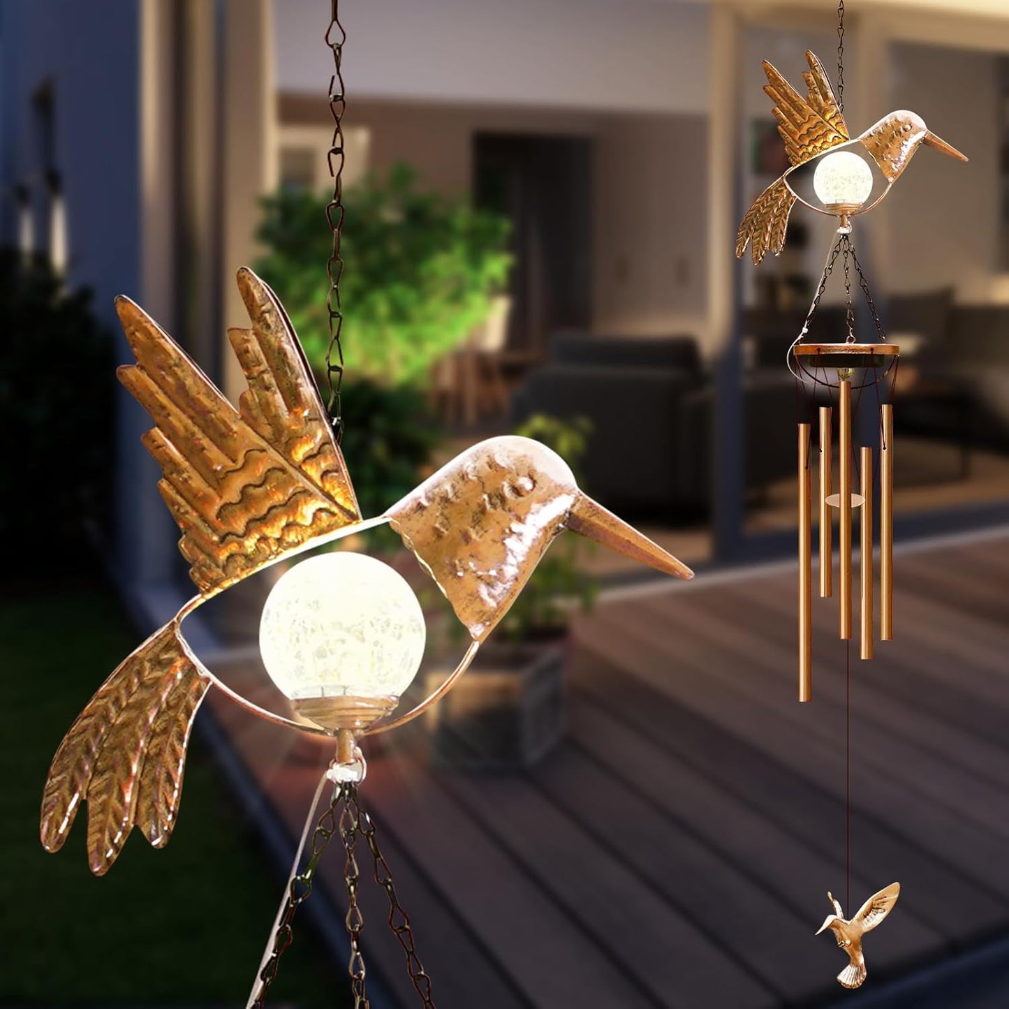 Wind Chimes Outdoor Indoor Decor: Birthday Gifts for Mom Grandma - Outside Lights for Garden Yard Patio Porch (Hummingbird)