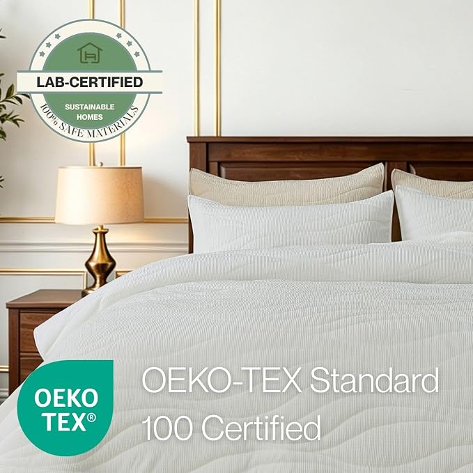 DOWN HOME Crinkle Textured Velvet Quilt Set with Shams, All-Season Luxury Modern Bedding,Easy Care Comforter,Ultra-Soft,Lightweight & Breathable, King, Throne White