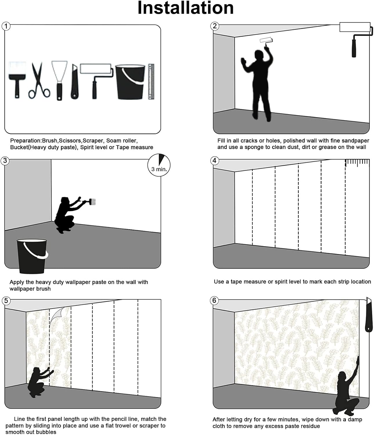 Watercolor Paintings Tropical Jungle Animals Safari Elephants Giraffes Lions Parrots Palm Leaves Hand-Painted Art Wallpaper Suitable for Children's Room Decoration Mural（Not Peel and Stick）