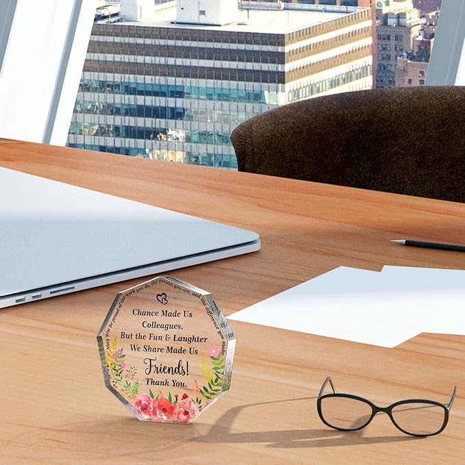 Yinder Thank You Gifts for Women Appreciation Gifts for Coworker Employee Nurse Teacher Leader Boss Inspirational Quotes Acrylic Desk Decor for Home Office Farewell Retirement