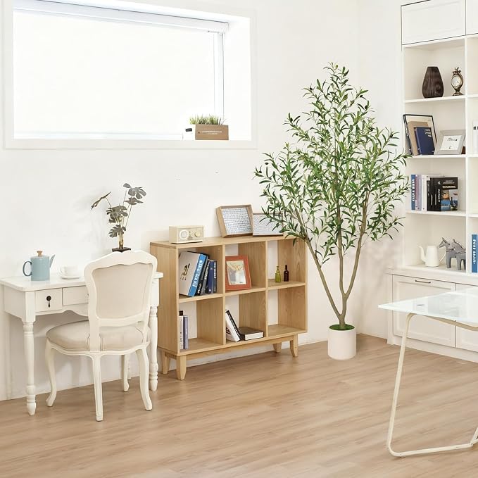 Timoo Faux Olive Tree 6FT Tall Olive Trees Artificial Indoor with White Planter, Artificial Plants Indoor Faux Tree with Realistic Leaves and Lifelike Fruits, Fake Plant for Home Office Decor