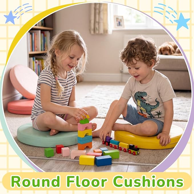 Juexica 6 Pcs Extra Thick Flexible Seating Floor Cushions Assorted Colored Pillow Floor Cushions for Classroom Soft Flexible Seating for Kids Learning Sitting Daycare School Chair (Hippie Boho Color)