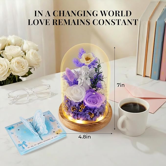 Preserved Rose Gifts for Women, Flowers for Delivery Prime, Angel Forever Flower Gift, Preserved Flowers Gift for Her, Gifts for Mom Wife Grandma Sister, Birthday Mother's Day Valentine's Day