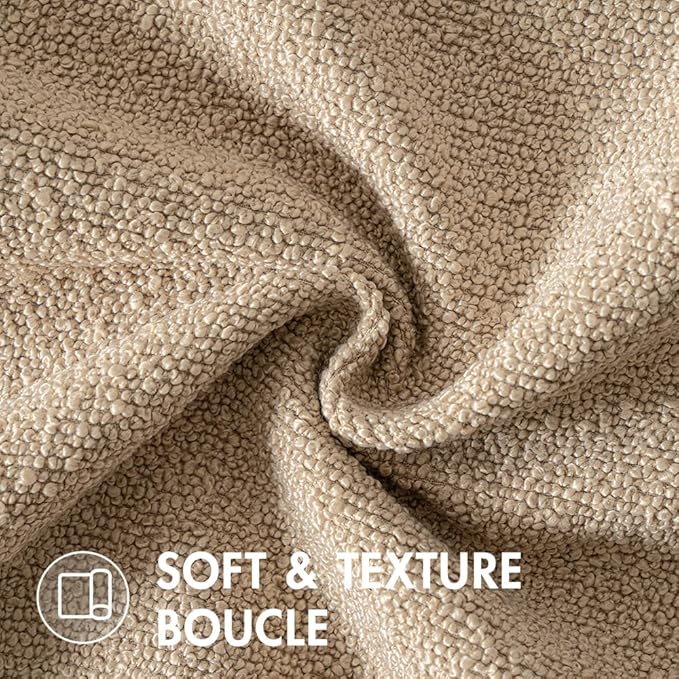 MIULEE 20x20 Inch Decorative Pillow Covers for Couch Bed Set of 2 Textured Boucle Neutral Throw Pillow Covers Taupe Khaki Camel Accent Solid Pillowcases Sofa Living Room Home Decor