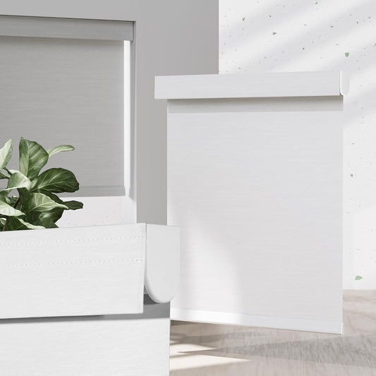 Blackout Roller Shades for Indoor Windows, Cordless Jacquard Fabric-Matched Roller Blinds, Easy to Install Privacy UV Protection Roll Up Blinds for Home Office, Pure White, 24" W x 72" H