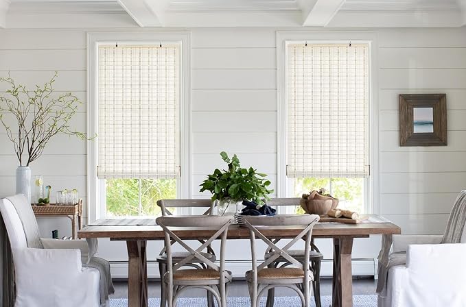 LazBlinds Cordless Bamboo Blinds, Custom Size, Whitewash B | Bamboo Roll Up Shades for Windows, Light Filtering Hanging Window Blinds, Bamboo Shades for Patio Indoor/Outdoor Porch