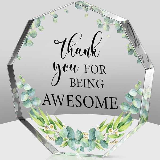 Yinder Thank You Gifts for Women Appreciation Gifts for Coworker Employee Nurse Teacher Leader Boss Inspirational Quotes Acrylic Desk Decor for Home Office Farewell Retirement