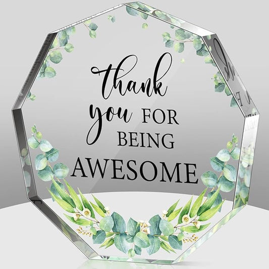 Yinder Thank You Gifts for Women Appreciation Gifts for Coworker Employee Nurse Teacher Leader Boss Inspirational Quotes Acrylic Desk Decor for Home Office Farewell Retirement