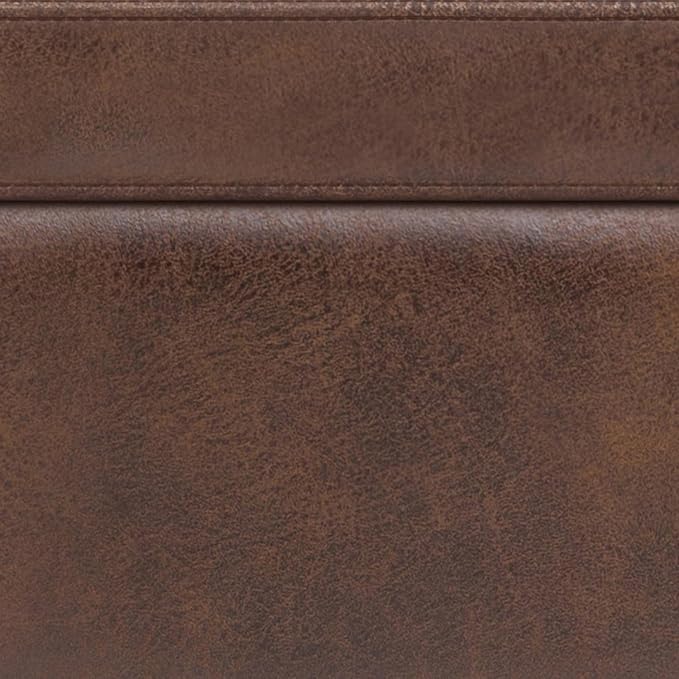SIMPLIHOME Owen Lift Top Coffee Table Storage Ottoman - 42 inch Wide Upholstered Vegan Leather Rectangular Lift-Top Ottoman in Distressed Chestnut Brown, Mid-Century Modern Ottoman for Living Room