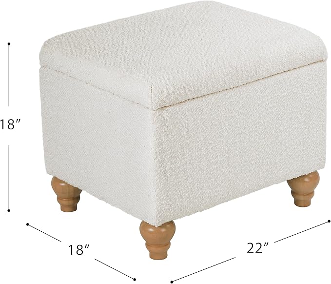 HomePop 22" Medium Rectangular Storage Ottoman - Cream Boucle