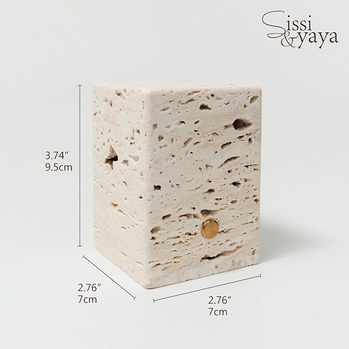 Travertine Stone Mood Light, 3-Color Dimmable LED Bedside Night Light, Japandi Home Decor Accent Lamp for Bedroom Living Room, Natural Marble Texture Table Lamp, Holiday Housewarming Gift