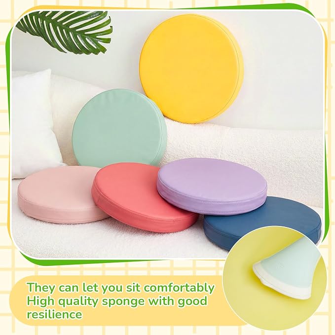 Juexica 6 Pcs Extra Thick Flexible Seating Floor Cushions Assorted Colored Pillow Floor Cushions for Classroom Soft Flexible Seating for Kids Learning Sitting Daycare School Chair (Hippie Boho Color)