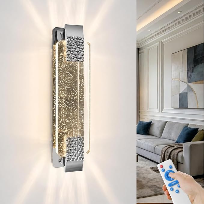 camuucci Battery Operated Wall Sconce, Rechargeable Silver Light 1 Pack | Wireless Wall Lamp with 12000mAh Battery，Not Hardwired Wall Fixture for Bedroom Living Room - 14.5 Inches