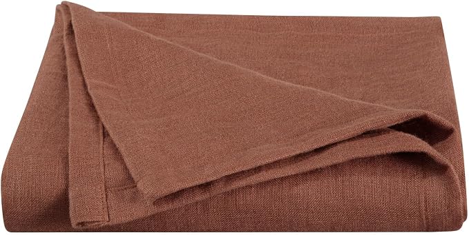 Chezmoi Collection Brussels Belgian Flax Linen Throw Blanket, 50" x 70" - Pre-Washed Super Soft Lightweight Breathable Summer Blanket Sedona Red Color for Living Room Couch & Bed