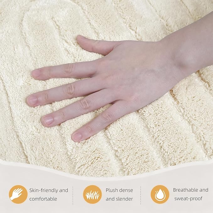 Beige 5x7 Solid Color Area Rug, Washable Rugs for Living Room Bedroom | Ultra Soft Plush Boho High-Low Pile Texture Indoor Carpet, Fluffy, Non-Slip Rugs for Bedside, Kids Room, Nursery, Home Office