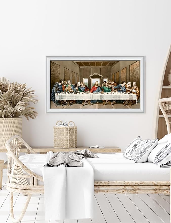 DECORARTS - The Last Supper by Leonardo Da Vinci Giclee Reproduction, Giclee Print on Acid-Free Cotton Canvas with Matching White Solid Wood Frame