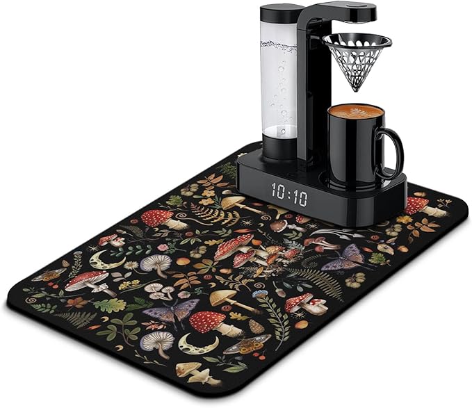 Fun Coffee Mat 23inx15in,Coffee Bar Mat for Countertops,Absorbent Hide Stain Anti-Slip Coffee Bar Accessories Fit Under Coffee Machine Mat,dish Drying Mats for Kitchen
