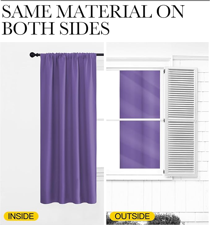 NICETOWN RV Blackout Curtains for Camper Windows, Lilac Purple, 42" x 36", Set of 2, Kitchen Curtains, Short Blackout Drapes, Thermal Insulated Rod Pocket Window Treatment Draperies for Nursery