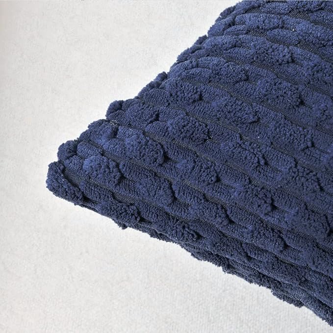 Fancy Homi 2 Packs Navy Blue Decorative Throw Pillow Covers 26x26 Inch for Couch Bed Sofa, Modern Farmhouse Boho Home Decor, Soft Cute Plush Corduroy Cushion Case 66x66 CM