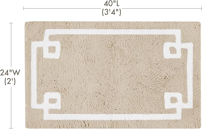 Madison Park Evan 100% Cotton Bathroom Rug Non Slip Backing-Luxrurious Tufted Plush Bath Mat Absorbent, Quick Dry, Spa Design Shower Room Décor, 24x40, Taupe