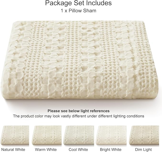 PHF Waffle Weave Body Pillowcase with Zipper, 1 Pack 100% Cotton 20" x 54" Pillow Sham, No Insert, Soft & Breathable Pillow Case, Aesthetic Woven Body Pillow Cover for Bedroom Decor, Cannoli Cream