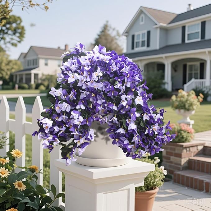 Grunyia 4 Strands Artificial Bougainvillea Hanging Basket Flowers – UV Resistant Fake Flowers with Silk Petals, Realistic Trailing Plants, Outdoor Indoor Wall Garden Home Wedding Decor