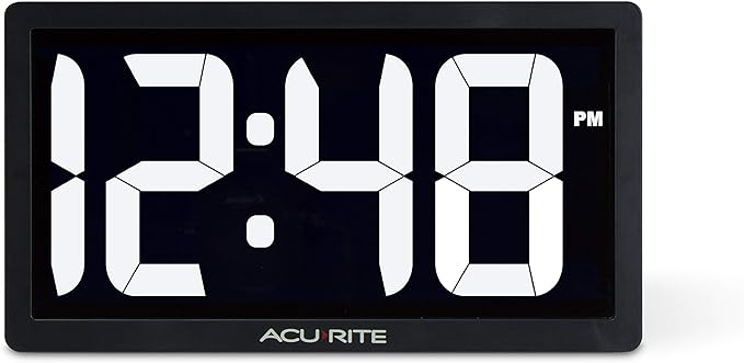 AcuRite 75114M 10-inch LED Digital Clock with Auto Dimming Brightness, White
