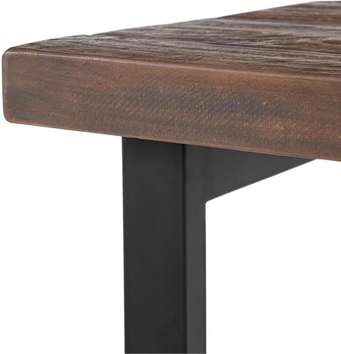 Alaterre Furniture Pomona Solid Wood 2-Tier End Table, Rustic Brown, 27” | Side Table or Nightstand with Storage Shelf and Metal Legs, Industrial Farmhouse Chair Side Table for Living Room or Bedroom