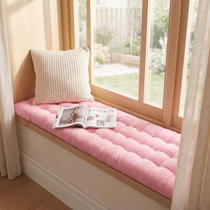 Wenqik Long Floor Cushion Large Floor Cushion with Brushed Cotton 74.8 x 27.5 x 3.15 in Jumbo Lounger Pillow for Outdoor Indoor Bay Window Meditation Yoga Reading Sleeping (Pink)
