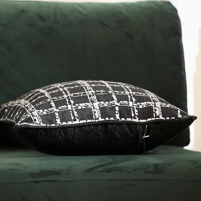 bilin gaier Designer Vintage Linen Throw Pillow Cover,18"x18"-Callalily C | Elegant Square Pillow Cover,Concealed Zipper Design,Plaid Print Pattern,Sofa,Bedroom,Living Room,Lounge Chair